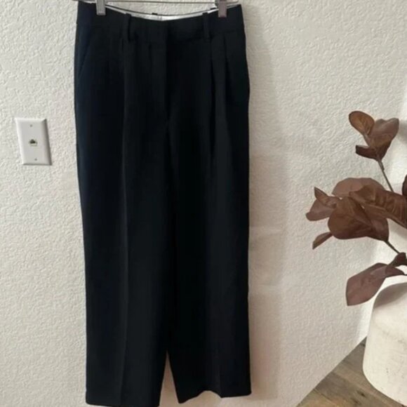 Aritzia Wilfred The Effortless Pant Wide Leg High Waist Crepette in Black Size 6 - Picture 8 of 9
